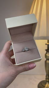"Cresta" 2 Carat Halo Pear Cut Split-Shank Diamond Shoulder Engagement Ring