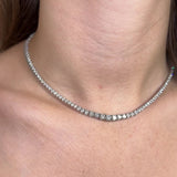 Round Brilliant Cut Graduating Diamond 4 Prong Set Tennis Necklace NT1FG