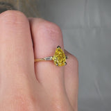 "Avenqor" Yellow 1.52 Carat Pear Cut Trilogy Lab Grown Diamond Engagement Ring HLM520