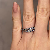 "Lucille" Irregular Crossover Zig Zag Blue Sapphire and White Diamond Eternity Ring