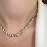 Round Brilliant Cut Graduating Diamond Half Illusion Set Necklace NT3HG