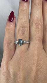 "Kade" Oval Cut 2 Carat Blue Diamond Shoulder Engagement Ring DSOC14