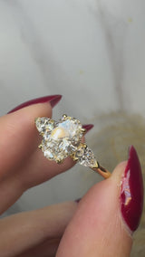 "Glenney" 2.5 Carat Three Stone Oval Cut with Pear Trilogy Engagement Ring
