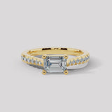 "Dory" Emerald Cut 1.5 Carat Diamond Shoulder Engagement Ring DSEC05