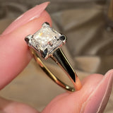 "Brooke" 2.50 Carat Solitaire Asscher Cut Diamond Platinum Prongs Yellow Gold Band Engagement Ring