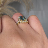 "Veliora" Green 1.61 Carat Cushion Cut Lab Grown Diamond Shoulder Engagement Ring RAM673M