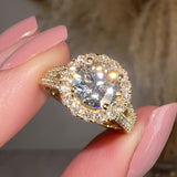 "Mavi" Halo 1.25 Carat Round Brilliant Cut 18k Yellow Gold Engagement Ring