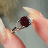 "Nyra" Ruby 1.41 Carat Cushion Cut Trilogy Natural Diamond Engagement Ring HM2049