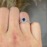 "Avyra" Blue Sapphire 0.46 Carat Round Cut Natural Diamond Shoulder Engagement Ring HM1198
