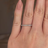 Natural Diamond Scallop Set Half Eternity Band Wedding Ring SRB