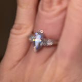 "Sophia" 1 carat Three Stone Marquise Cut with Pear Cut Diamond Trilogy Engagement Ring 3SMC01