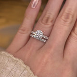 "Jennifer" 1.60 carat Round Brilliant Cut Diamond Matching Bridal Set Eternity Engagement Ring