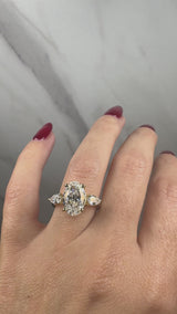 "Dazzy" Three Stone 4 Carat Oval and Pear Trilogy Diamond Engagement Ring