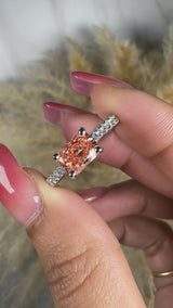 "Zilia" 1.01 Carat Pink Lab Grown Radiant Cut Lab Grown Diamond Shoulder Engagement Ring
