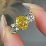 "Veltrixa" Yellow 1 Carat Oval Cut Trilogy Lab Grown Diamond Engagement Ring HLR419