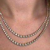 Double Row 15 Carat Round Brilliant Cut Diamond Illusion Set Tennis Necklace NT3DG