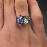 "Orlisse" 1.05 Carat Pear Cut & 2.00 Carat Ovel Cut Natural Diamond Engagement Ring HR1258