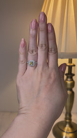 "Holly" Yellow Cushion Cut 1 Carat Halo Diamond Shoulder Engagement Ring HACC08