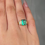 "Orvyn" Green 2.5 Carat Emerald Cut Trilogy Lab Grown Diamond Engagement Ring HLR518