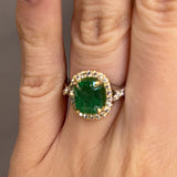 "Aarti" 2.40 Carat Cushion Cut Gem Lab Grown Diamond Halo Pave Engagement Ring