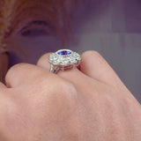 "Elva" 1.10 Carat Tanzanite Round Cut Natural Diamond Shoulder Engagement Ring HR1503