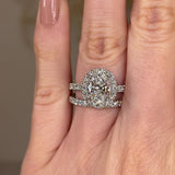 "Veronica" 1.75 Carat Halo Oval Cut Diamond Matching Bridal Set Engagement Ring
