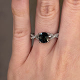 "River" 1.60 Carat Teal Cushion Cut Sapphire Crossover Diamond Shoulders Engagement Ring