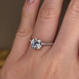 "June" 1 Carat Round Brilliant Cut Diamond Hidden Under Halo Micro Set Diamond Band Engagement Ring UHRB03