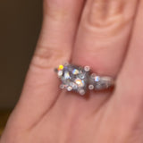 "Estelle" 1 carat Three Stone Princess Cut with Pear Cut Diamond Trilogy Engagement Ring 3SPC02