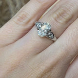 "Gevora" Oval Cut 1.3 Carat Trilogy Platinum Engagement Ring