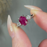 "Zeyra" Ruby 1.02 Carat Oval Cut Trilogy Natural Diamond Engagement Ring HR1311