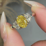 "Vorynth" Yellow 1.1 Carat Oval Cut Trilogy Lab Grown Diamond Engagement Ring HLR433