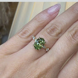 "Tessa" Oval Cut 2 Carat Lab Grown Fancy Vivid Green Diamond Shoulder 18k Yellow Gold Engagement Ring DSOC05