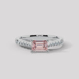 "Zilia" 1.01 Carat Pink Lab Grown Radiant Cut Lab Grown Diamond Shoulder Engagement Ring