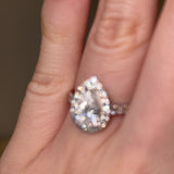 "Arlet" 1 Carat Halo Pear Cut Diamond Shoulder Engagement Ring HAPS06