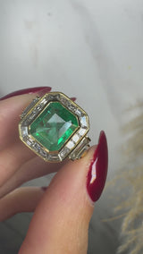 "Enchanted" Emerald Cut 5 Carat Halo Engagement Ring