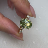 "Tessa" Oval Cut 2 Carat Lab Grown Fancy Vivid Green Diamond Shoulder 18k Yellow Gold Engagement Ring DSOC05