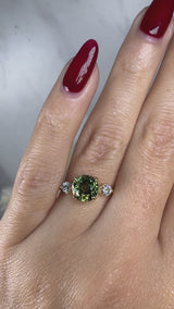 "Grinch" Three Stone Round Cut 2 Carat Lab Grown Diamond Trilogy Engagement Ring