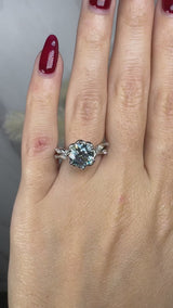 "Issabelle" Blue Round Cut 2 Carat and Marquise Lab Grown Diamond Shoulder Engagement Ring