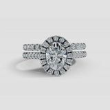 "Veronica" 1.75 Carat Halo Oval Cut Diamond Matching Bridal Set Engagement Ring