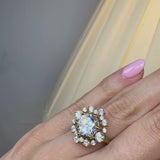 "Olive" Round cut 3 Carat Halo 18KT Yellow Gold Engagement Ring HARB20