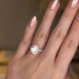 "Echo" 1 Carat Halo Oval Cut Diamond Scallop Set Diamond Shoulder Engagement Ring HAOC07