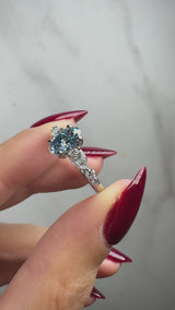 "Kade" Oval Cut 2 Carat Blue Diamond Shoulder Engagement Ring DSOC14