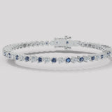 Round Brilliant Diamond and Sapphire 3 Claw Bracelet BRT2DS