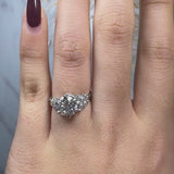 "Rosa" Round Cut 3 Carat and Marquise Diamond Shoulder Engagement Ring
