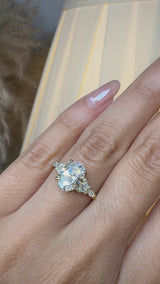 "Tiana" Oval Cut 2 Carat Diamond Shoulder 18K Yellow Gold Engagement
