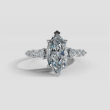 "Aurora" Marquise Cut 4 Carat Diamond Shoulder Matching Set Engagement Ring