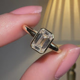 "Gracey" Solitaire 5 Carat Emerald Cut Bezel Diamond Engagement Ring