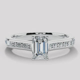 "Elara" 1 Carat Emerald Cut Diamond Horizontal Baguette Diamond Shoulder DSEC02