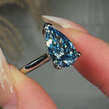 "Aventhys" Blue Sapphire 2 Carat Pear Cut Lab Grown Diamond Engagement Ring HLM519